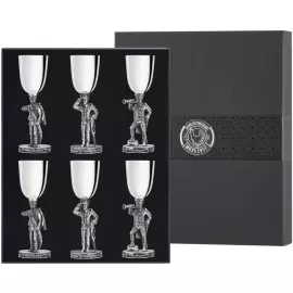 Silver-plated set of Ata-Baty glasses, polished, with blackening, for 6 persons