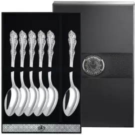 Посеребренный набор столовых ложек "Юбилейный" с чернением, на 6 персон