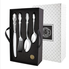 Silver-plated table set "Lira": fork, spoon, knife, teaspoon, for 6 people.