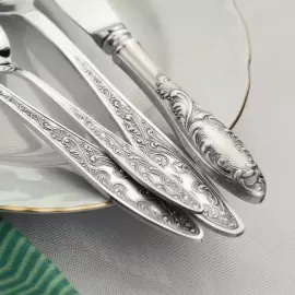 Silver-plated table set "Morozko": fork, spoon, knife, teaspoon