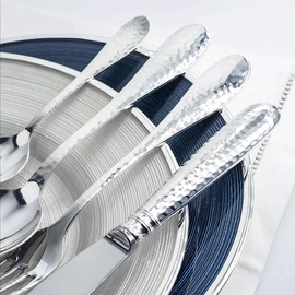 Silver-plated table set "Droplet" forged: fork, spoon, knife, teaspoon