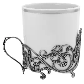 Silver-plated tea set "Twisted": spoon, cup, with blackening