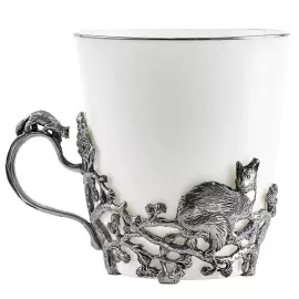 Silver-plated Marten tea set: spoon, cup, blackened