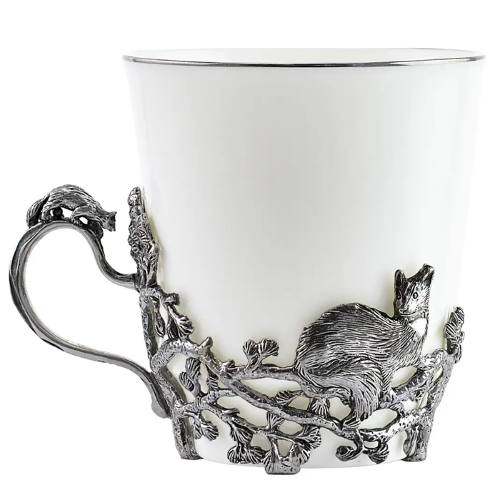 Silver-plated Marten tea set: spoon, cup, blackened