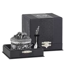 Солонка "Барс" посеребренная полированная с чернением