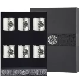 Набор посеребренных колец для салфеток "Ромашка" с чернением