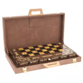 Шахматы из корня ореха и янтаря "Арабески-Марин"