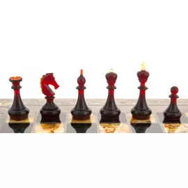 Шахматы из карельской березы и янтаря "Арабески-Тина"