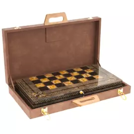 Шахматы из карельской березы и янтаря "Арабески-Тина"