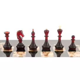 Шахматы из мореного дуба и янтаря "Флора"