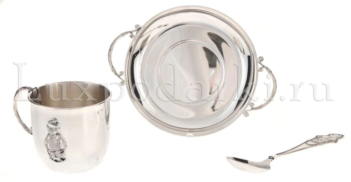 Set of children's silver CD "Boy" (3 items, with a mug and saucer)