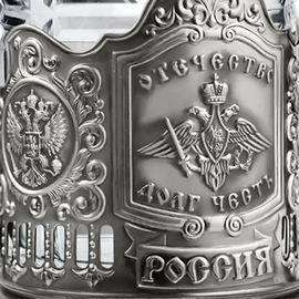 Набор подстаканников "Военный" никелированный с чернением