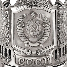 Набор подстаканников "Символы СССР" никелированный с чернением
