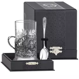 Посеребренный подстаканник  "Кабан" с чернением