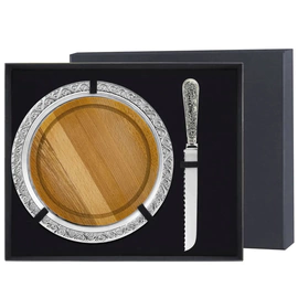 Bread set "Hunting" silver-plated with blackening