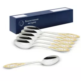 Набор столовых ложек "Морозко" посеребренный с позолотой, на 6 персон