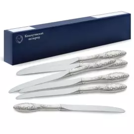 Набор десертных ножей "Морозко" посеребренный с чернением, на 6 персон