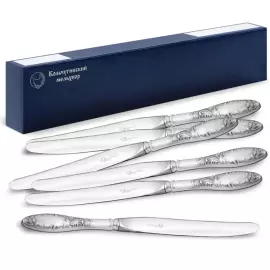 Набор столовых ножей "Пламя" посеребренный с чернением, на 6 персон