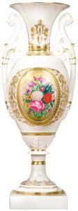 Porcelain vase "Voronikhina" with the pattern "Bouquet in an oval"
