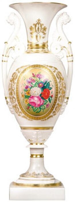 Porcelain vase "Voronikhina" with the pattern "Bouquet in an oval"