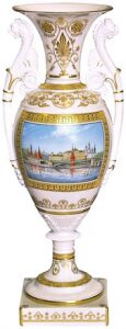 Porcelain vase "Voronikhina" with a drawing of "Panoramas of Moscow"