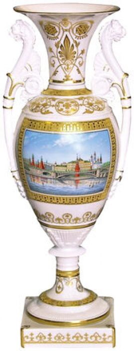 Porcelain vase "Voronikhina" with a drawing of "Panoramas of Moscow"