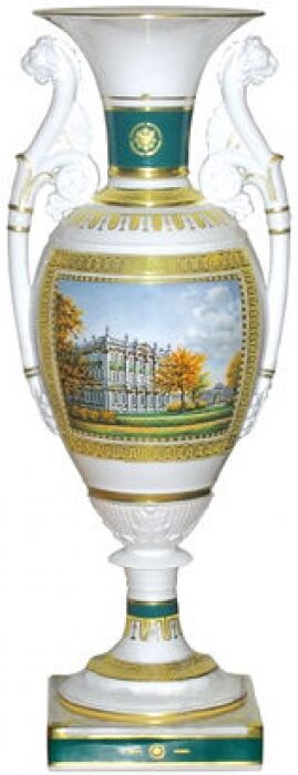 Porcelain vase "Voronikhina" with a drawing "Hermitage"