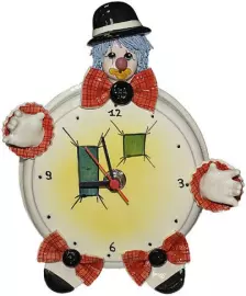 Round clock "Clown in a black hat"