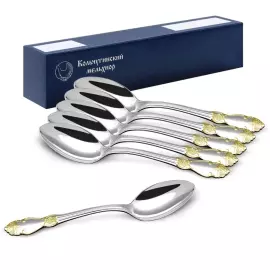 Набор столовых ложек "Серебряная роза" посеребренный с позолотой, на 6 персон