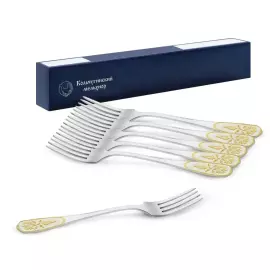 Набор столовых вилок "Визирь" посеребренный с позолотой, на 6 персон