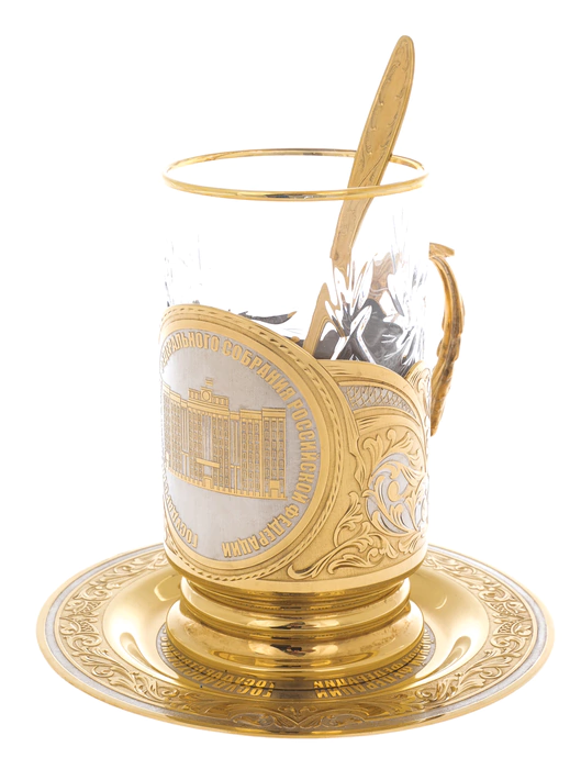 Tea set with the emblem of the State Duma, Zlatoust
