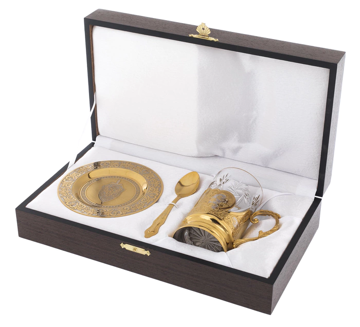 Tea set with the FSB emblem, Zlatoust