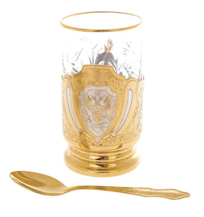 Tea set with the FSB emblem, Zlatoust