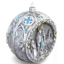 Серебряный елочный шар "Мадонна" с позолотой и эмалью