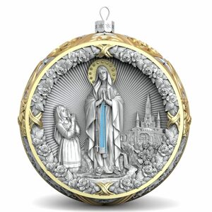 Серебряный елочный шар "Мадонна" с позолотой