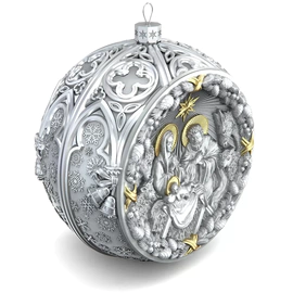 Silver Christmas tree ball "Rozhdestvensky"