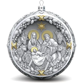 Silver Christmas tree ball "Rozhdestvensky"