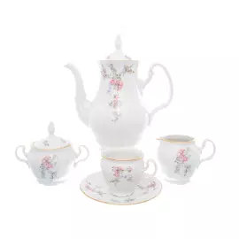 Кофейный сервиз Bernadotte Дикая роза золото  17 предметов, на 6 персон