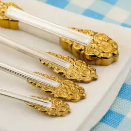 Набор столовых ложек "Праздничный" посеребренный с позолотой, на 6 персон