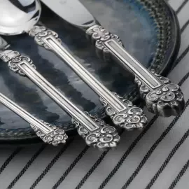 Набор столовых ложек "Праздничный" посеребренный с чернением, на 6 персон