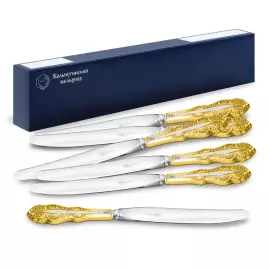 Набор столовых ножей "Юбилейный" посеребренный, с позолотой, на 6 персон