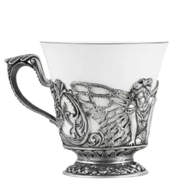 Чашка чайная "Фея" посеребренная, с чернением, на 1 персону