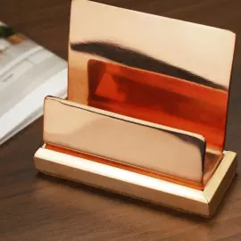 Визитница медная лакированная на круглой подставке