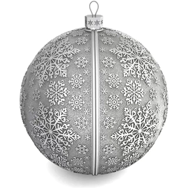 Set of 2 silver Christmas balls "Snowflakes and Bullfinches"