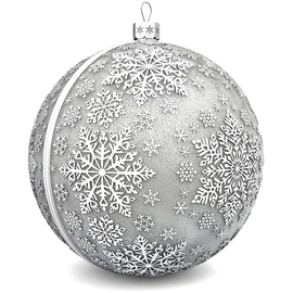 Set of 2 silver Christmas balls "Snowflakes and Bullfinches"