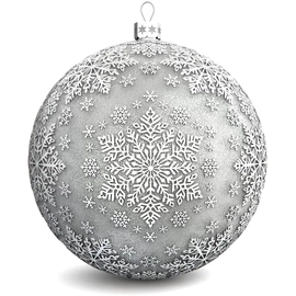 Set of 2 silver Christmas balls "Snowflakes and Bullfinches"
