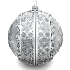 Set of 2 silver Christmas balls "Bells and a Winter fairy tale"