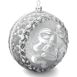 Set of 2 silver Christmas balls "Bells and a Winter fairy tale"