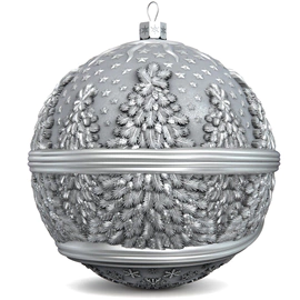 Set of 2 silver Christmas balls "Bells and a Winter fairy tale"