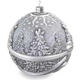 Set of 2 silver Christmas balls "Bells and a Winter fairy tale"
